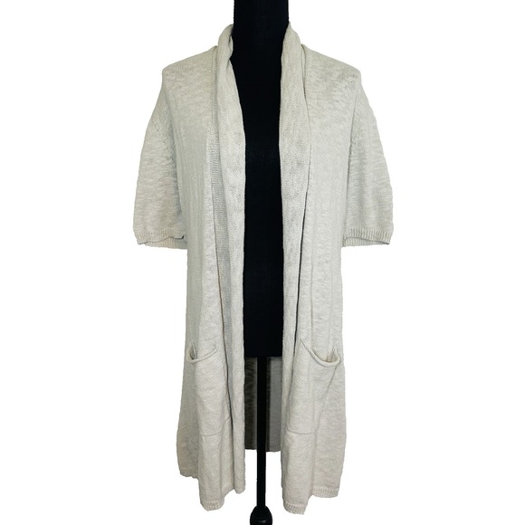 STELLA CARAKASI Women Cotton No Regrets Cardigan Oat Beige Cream Lagenlook LARGE